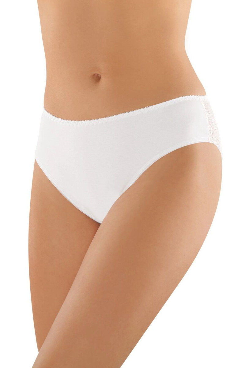 Klasické bílé dámské kalhotky s krajkovou výšivkou - CottonLace, Bílá XL i41_76149_2:bílá_3:XL_