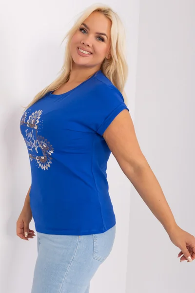 Kobaltová plus size dámská halenka FPrice