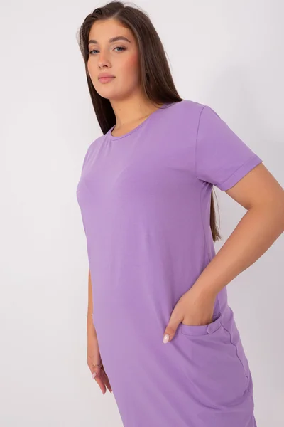 Dámské fialové plus size šaty s krátkým rukávem Fashionhunters