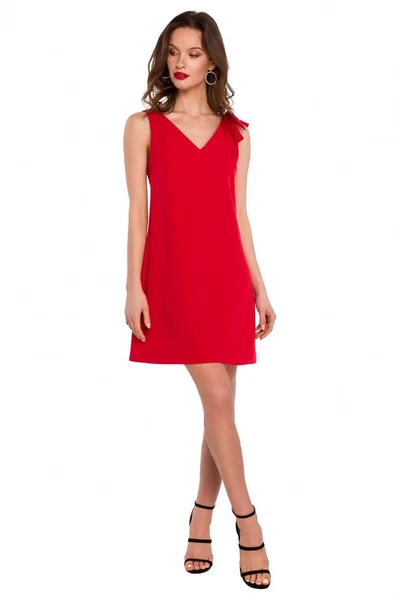Dámské 708 Jednoduché šaty červené - Makover