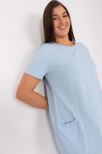 Dámské světle modré plus size bavlněné šaty Fashionhunters