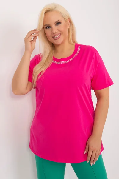 Dámská tmavě růžová halenka plus size Fashionhunters