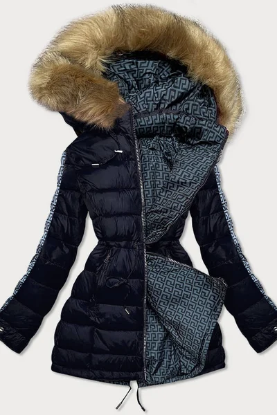 Zimní oboustranná šedá bunda s lampasy pro ženy MHM