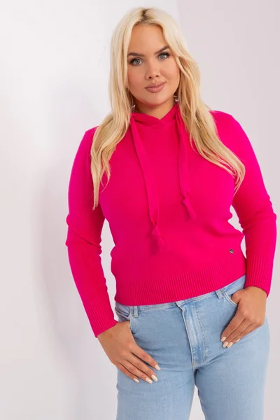 Růžový plus size svetr s viskózou