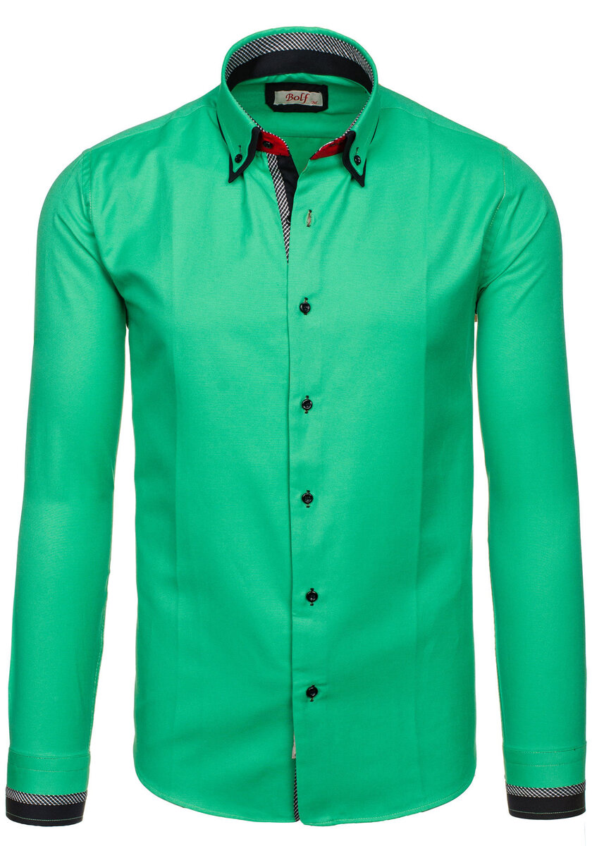 Zelená pánská košile Denley - Trendy Slim fit, Zelená S i10_P17196_1:486_2:92_