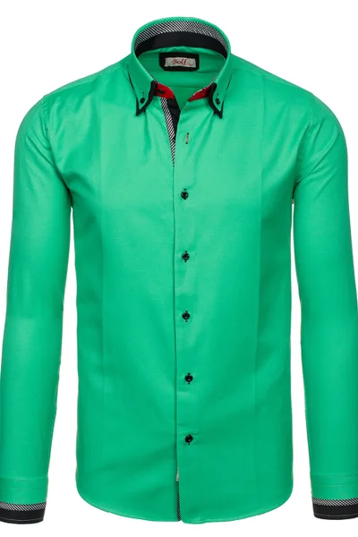 Zelená pánská košile Denley - Trendy Slim fit