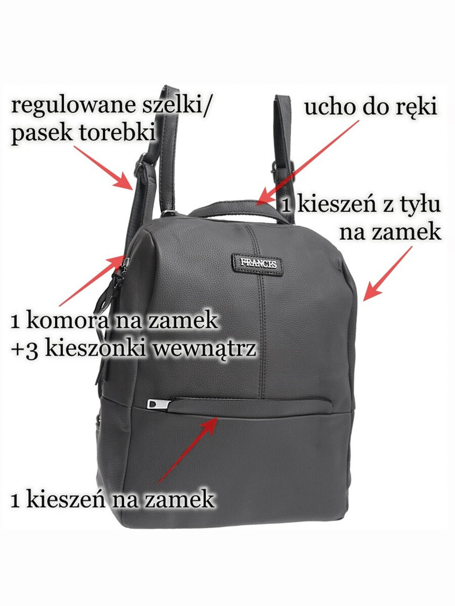 Šedý univerzální batoh FPrice s mnoha kapsami a zipem, jedna velikost i523_2016103493487