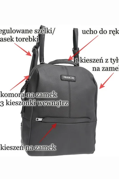 Šedý univerzální batoh FPrice s mnoha kapsami a zipem
