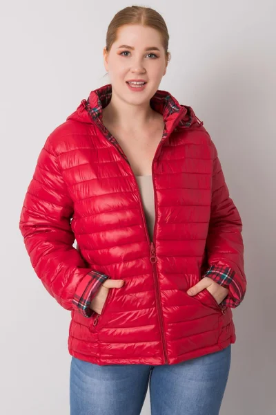 Červená zateplená bunda pro ženy s odnímatelnou kapucí - NM