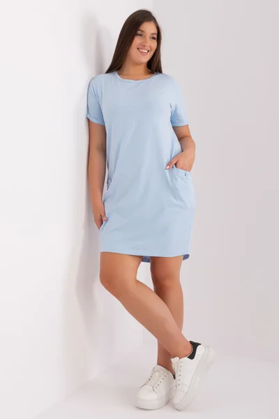 Modré plus size bavlněné šaty - Pohodlný styl pro každý den