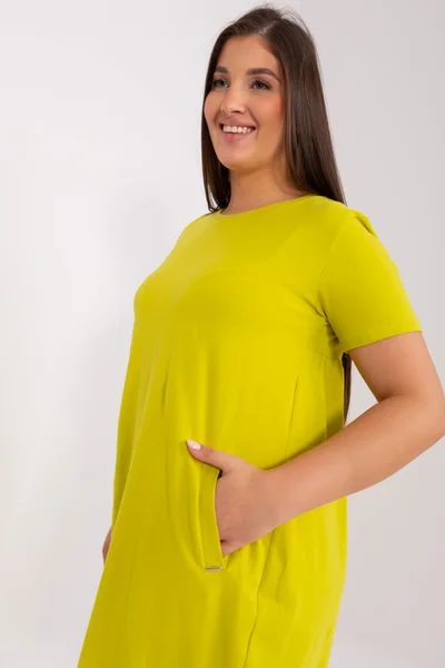 Zelené plus size šaty s kapsami - Lipová základka