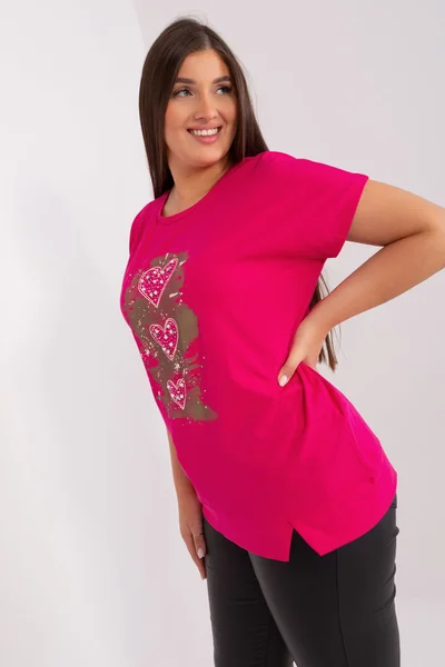 Růžová plus size dámská halenka s potiskem - FPrice