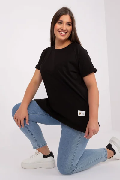 Černá plus size bavlněná dámská halenka FPrice