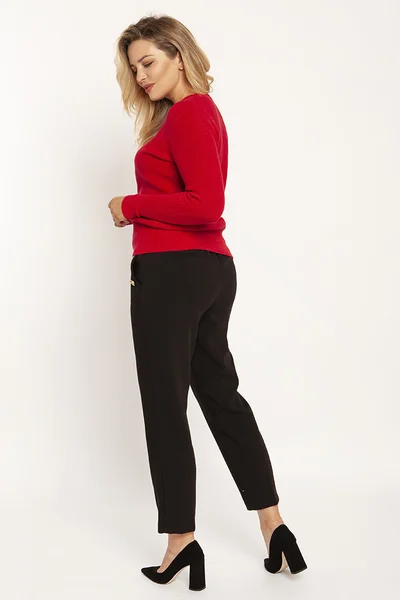 Červený žebrovaný svetr s dlouhým rukávem pro ženy od MKM design