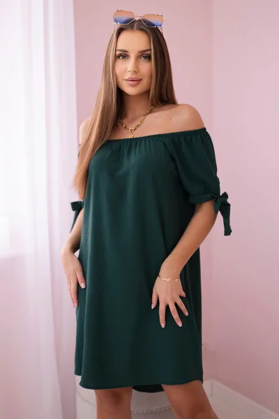 Dámské tmavě zelené šaty se zavazováním K-Fashion