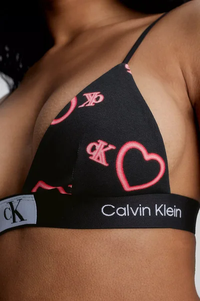 Černá podprsenka pro ženy bez kostic - Calvin Klein srdíčka