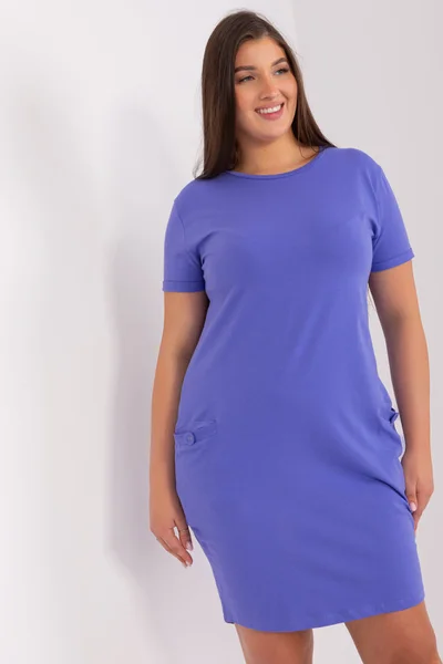 Fialové bavlněné plus size základní šaty FPrice