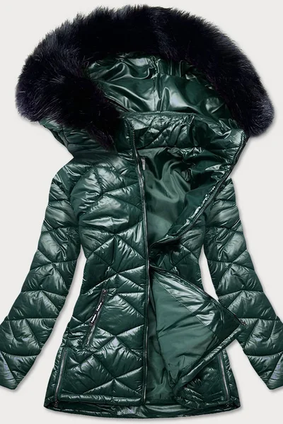 Zimní dámská plus size prošívaná bunda s odnímatelnou kožešinou FC MINA