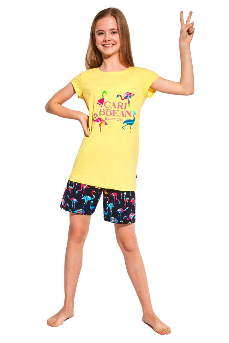 Dívčí pyžamo 787/93 Caribbean - CORNETTE, Žlutá 98/104 i41_77606_2:žlutá_3:98/104_