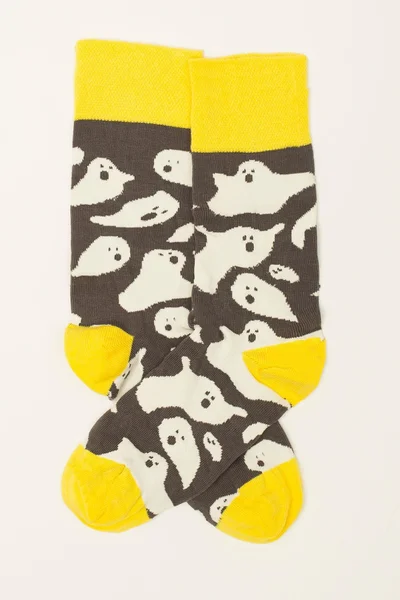 Pánské ponožky se šedým a žlutým potiskem FPrice