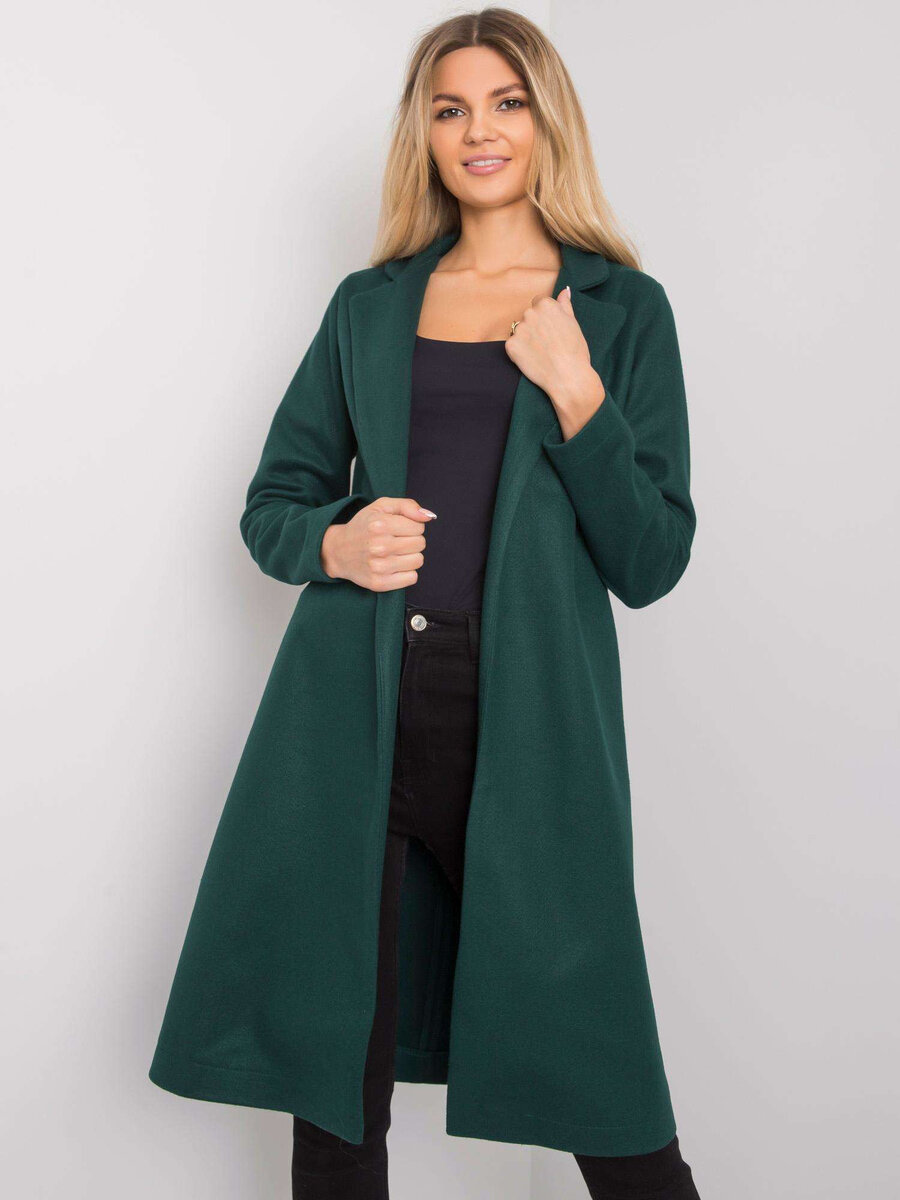 RUE PARIS Dámský tmavě zelený kabát FPrice, S/M i523_2016103023974