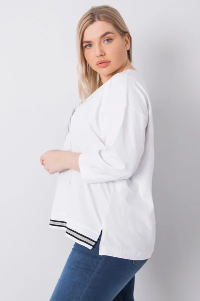 Dámská bílá halenka s kamínky - Plus size FPrice