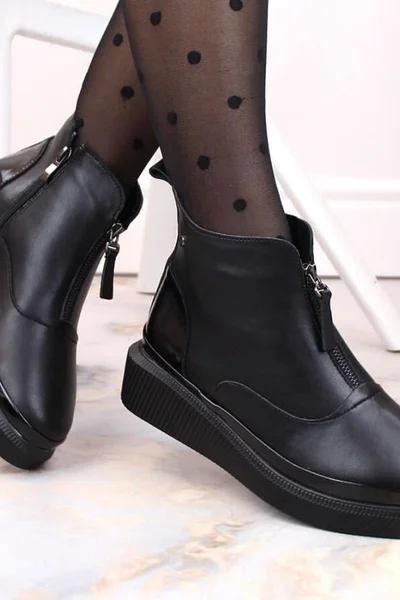 Černé zateplené kožené boty FILIPPO pro ženy