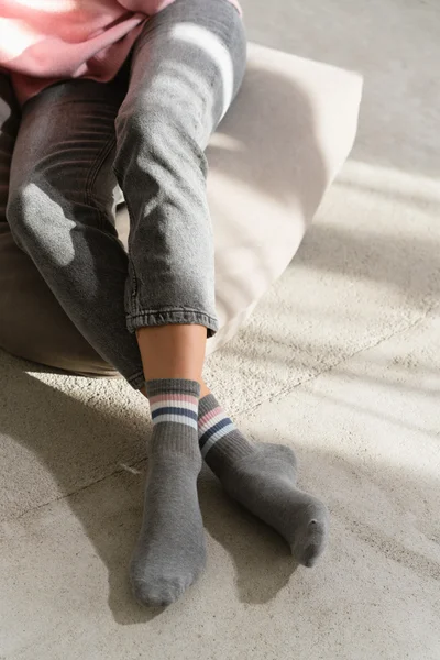 Ponožky Steven Grey Melange - Kvalitní vysoké ponožky s páskem na špičce a žebry na patě