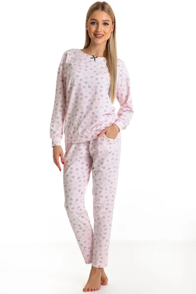 Růžové srdíčkové pyžamo pro ženy - Pohodlná Noc