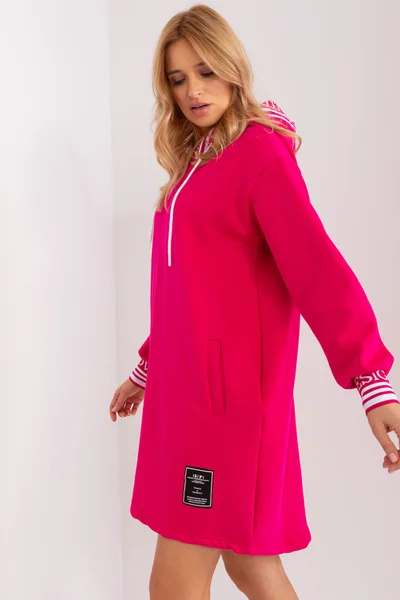 Dámské oversize mikinové šaty Fashionhunters Fuchsia