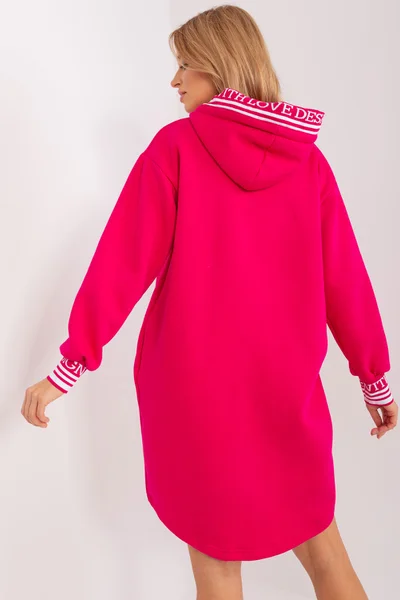 Dámské oversize mikinové šaty Fashionhunters Fuchsia