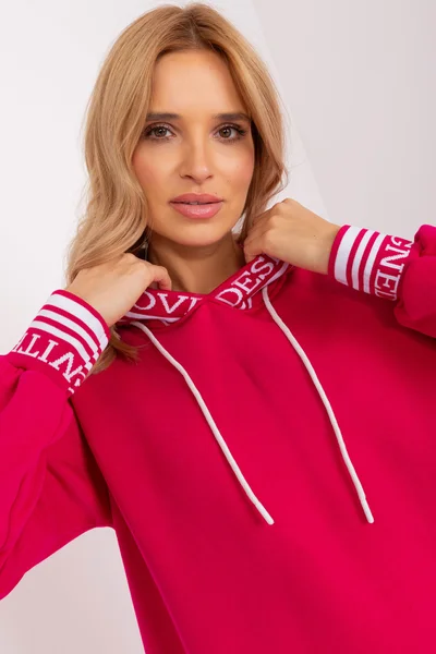 Dámské oversize mikinové šaty Fashionhunters Fuchsia