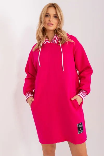 Dámské oversize mikinové šaty Fashionhunters Fuchsia