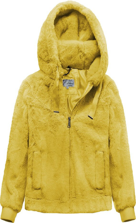 Dámská žlutá plyšová bunda s kapucí 0R77H0 Libland, odcienie żółtego XS (34) i392_14311-2
