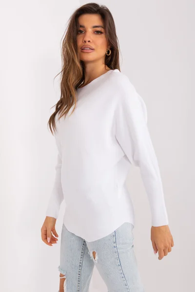 Oversize bílý dámský svetr s viskózou - FPrice Luxe