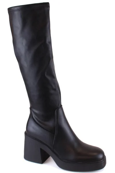 Černé zimní dámské boty FILIPPO s podpatkem a platformou
