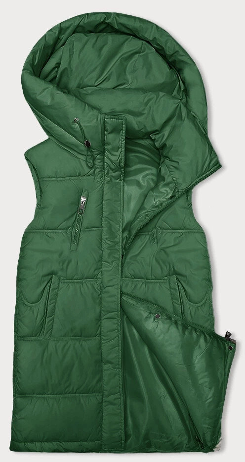 Zelená dámská vesta s kapucí a stojáčkem - TiTi Green Chic, odcienie zieleni L (40) i392_23111-49