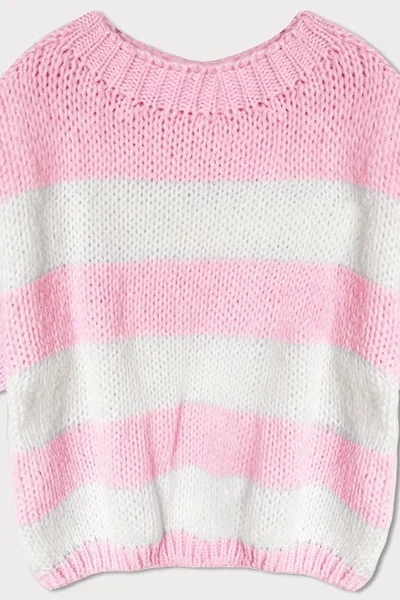 Růžový pruhovaný lodičkový svetr z Itálie