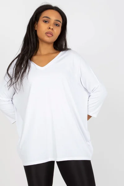 Dámská Bílá Ležérní Halenka Plus Size FPrice