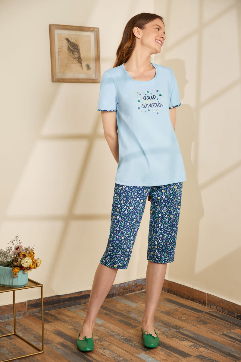 Květinové pohodlné pyžamo pro ženy - Blue Bell Dreams, Blue Bell L i512_14968_554_4