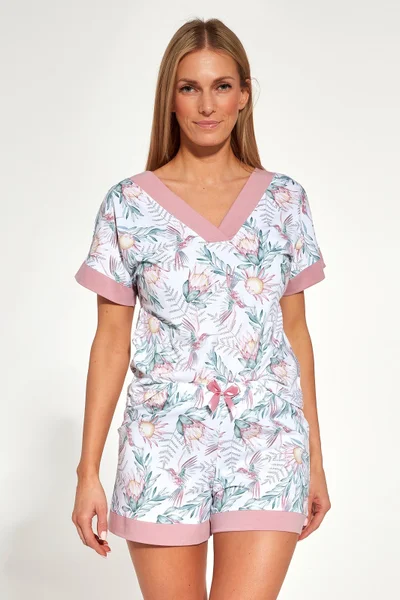 Krátké pyžamo pro ženy Allison 2 v bílo-růžovém mixu