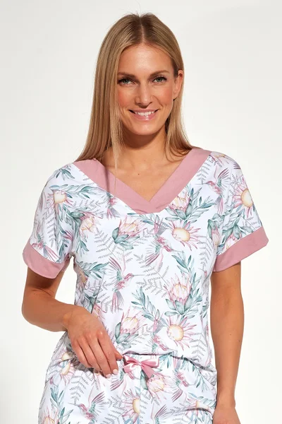 Krátké pyžamo pro ženy Allison 2 v bílo-růžovém mixu