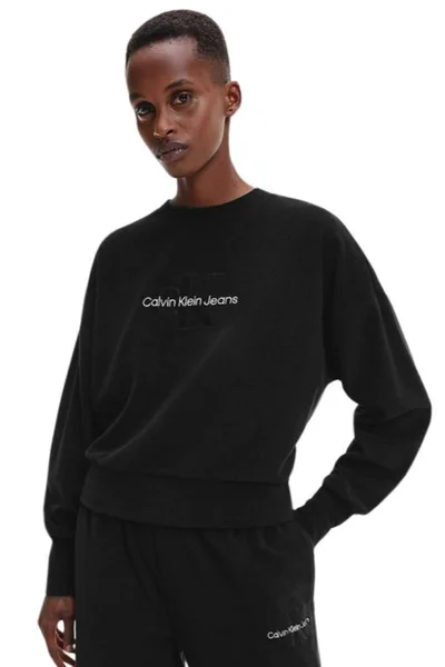 Dámská černá mikina Calvin Klein s monogramem