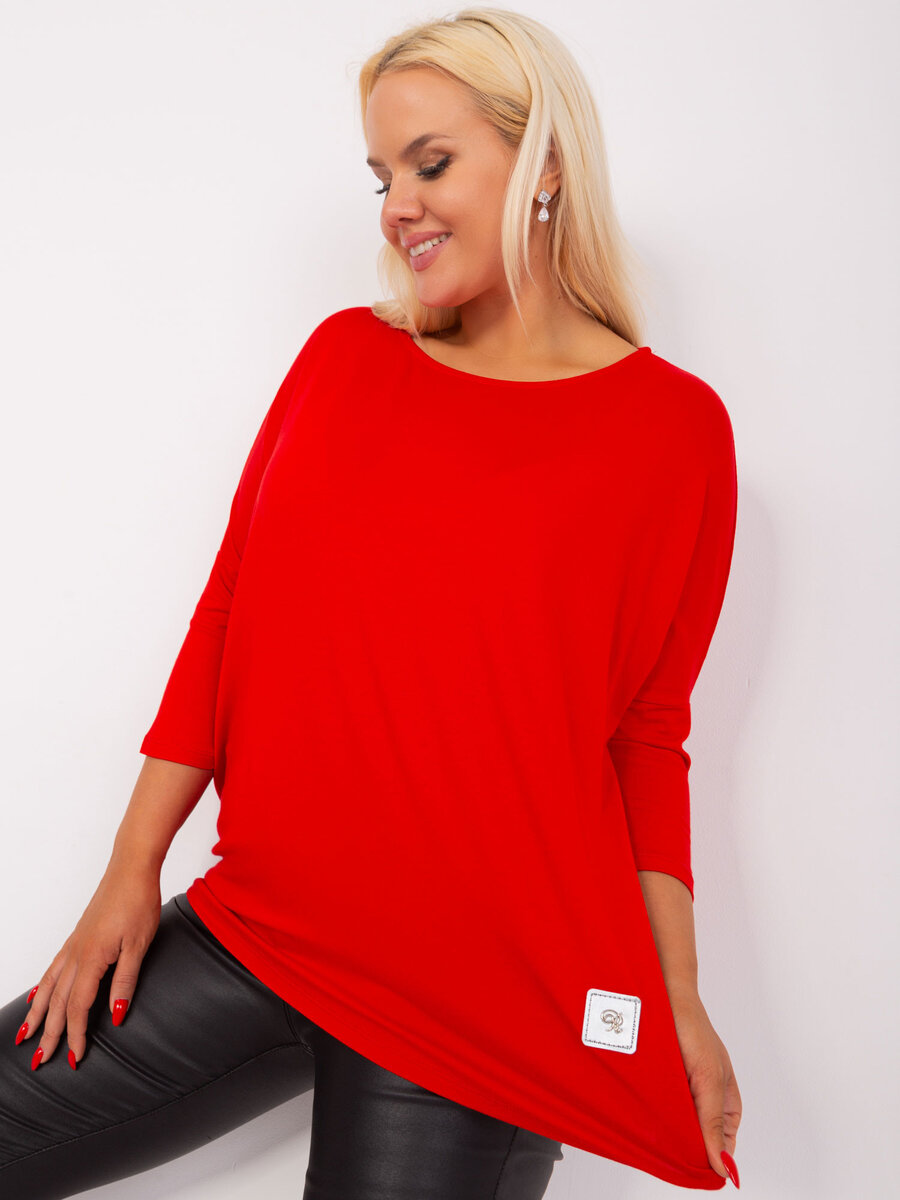 Červená elastická dámská halenka FPrice s krátkým rukávem, jedna velikost i523_2016103421534
