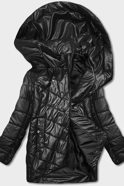 Černá bunda pro ženy s asymetrickým zipem R04L S'WEST