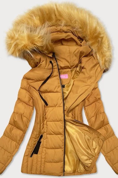 Zimní žlutá prošívaná bunda s kapucí VIOLA&C