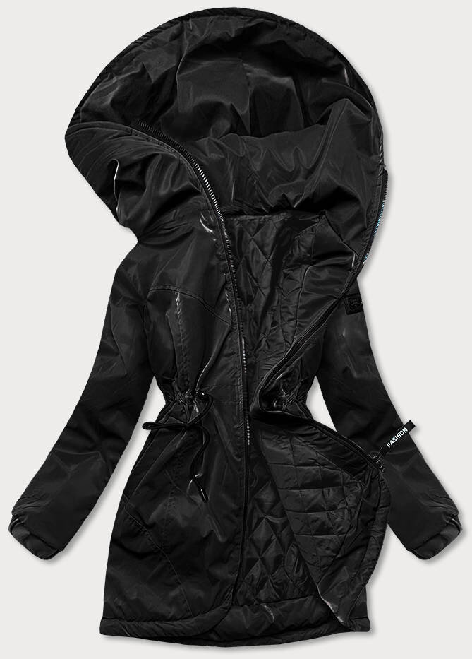 Černá bunda pro ženy s kapucí OF42 SWEST, odcienie czerni L (40) i392_20414-49