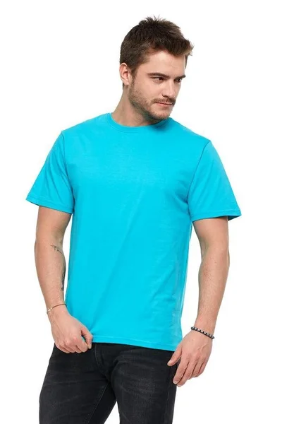 Mužské bavlněné triko Tyrkysový Základ