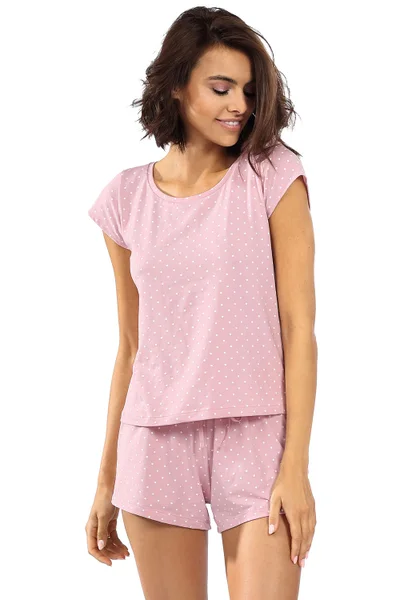 Růžové bavlněné dámské pyžamo s elastanem od Lorinu