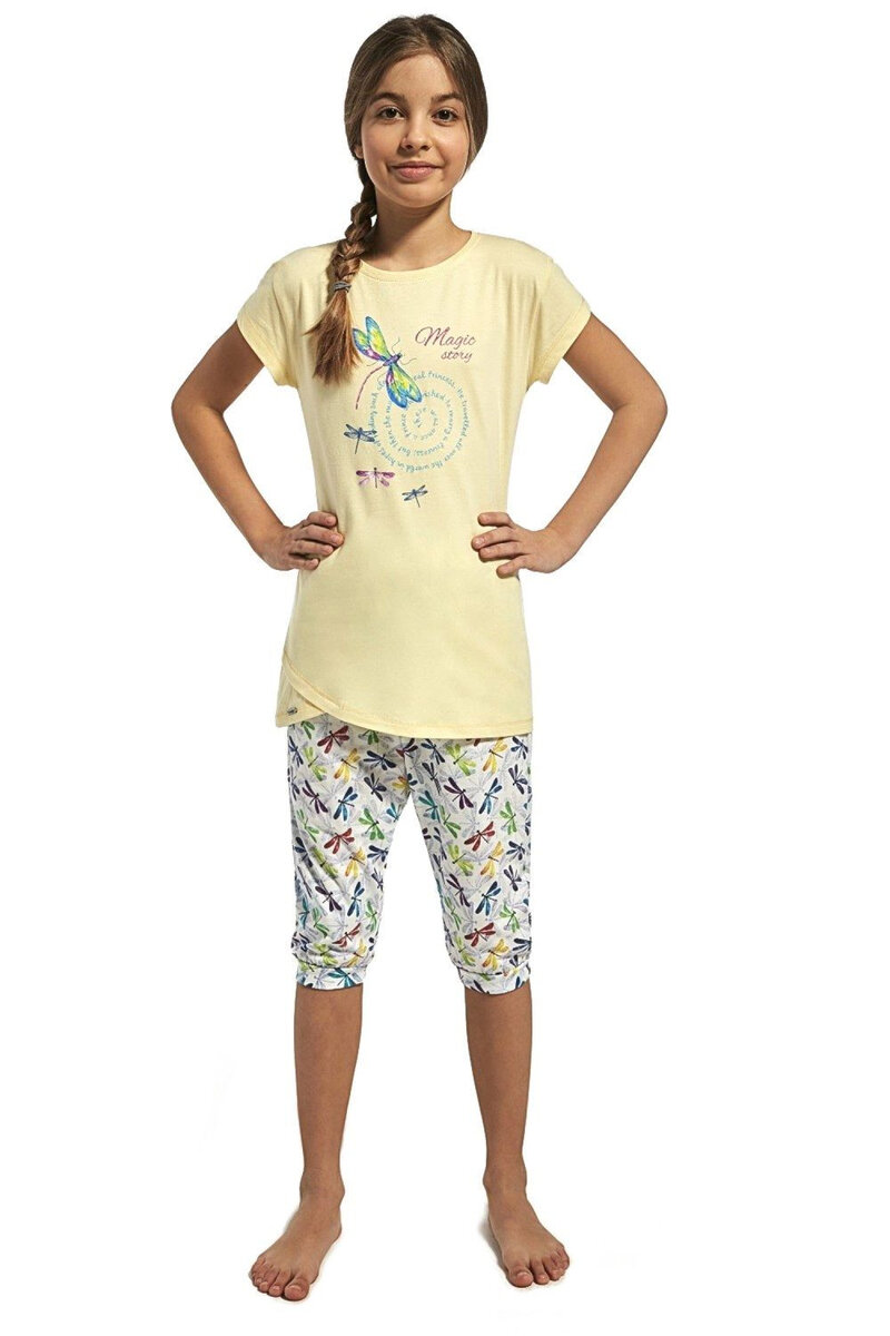 Letní dívčí pyžamo Dragonfly - Cornette, Žlutá 122/128 i41_78160_2:žlutá_3:122/128_